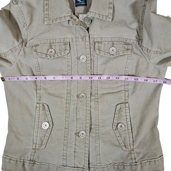French Cuff 100% Cotton Women's Jean Jacket, Tan, Small - Picture 8 of 11